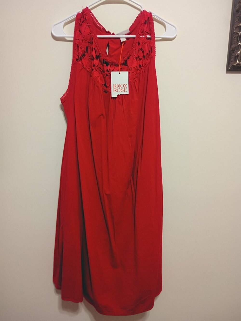 Knox Rose Women's Red Lace Neckline Sleeveless Dress Size XXL